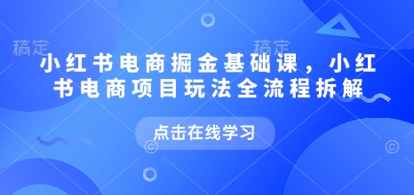 小红书电商掘金课，小红书电商项目玩法全流程拆解-观智斋电商课程站