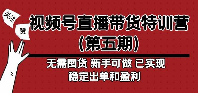 视频号直播带货特训营（第五期）无需囤货，新手可做，已实现稳定出单和盈利-观智斋电商课程站