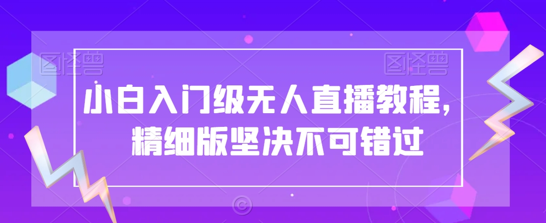 小白入门级无人直播教程，精细版坚决不可错过-观智斋电商课程站