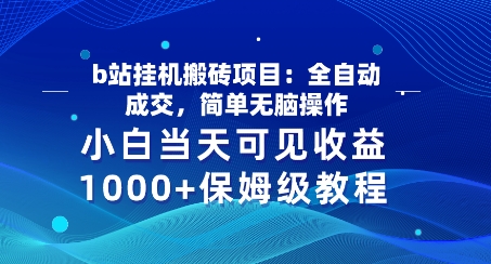 b站挂JI搬砖项目：全自动成交，简单无脑操作，小白当天可见收益，保姆级教程-观智斋电商课程站