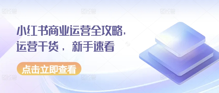 小红书商业运营全攻略，运营干货 ，新手速看-观智斋电商课程站