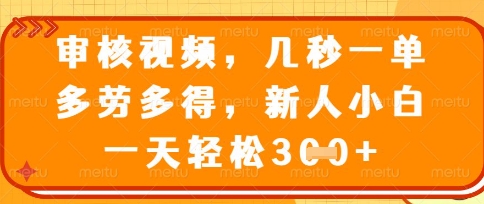 最新审核视频，几秒一单，多劳多得，新人小白一天轻松3张【揭秘】-观智斋电商课程站