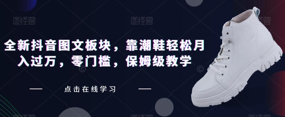 全新抖音图文板块，靠潮鞋轻松月入过万，零门槛，保姆级教学【揭秘】-观智斋电商课程站