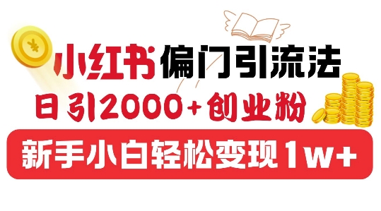 小红书偏门引流法，日引200+创业粉，新手小白轻松变现-观智斋电商课程站