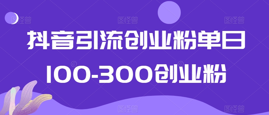 抖音引流创业粉单日100-300创业粉【揭秘】-观智斋电商课程站