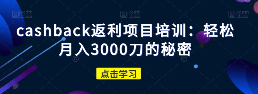 cashback返利项目培训：轻松月入3000刀的秘密-观智斋电商课程站