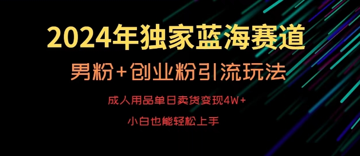 2024年独家蓝海赛道，成人用品单日卖货变现4W+，男粉+创业粉引流玩法，不愁搞不到流量【揭秘】-观智斋电商课程站