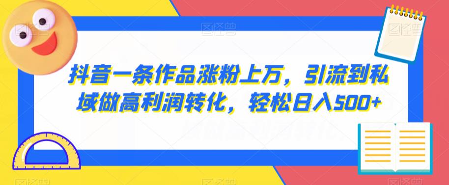 抖音一条作品涨粉上万，引流到私域做高利润转化，轻松日入500+-观智斋电商课程站