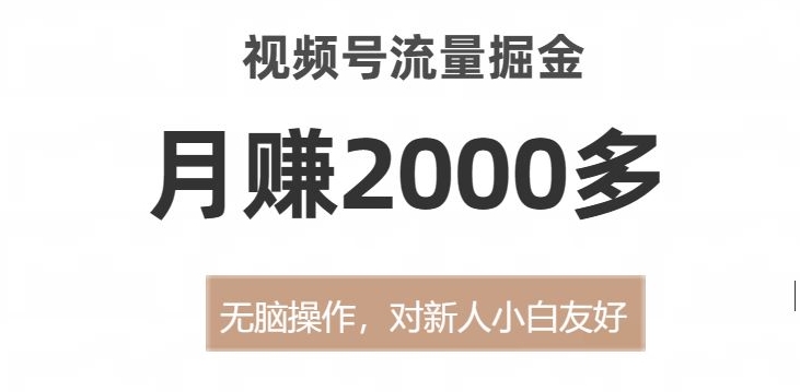 视频号流量掘金，无脑操作，对新人小白友好，月赚2000多【揭秘】-观智斋电商课程站