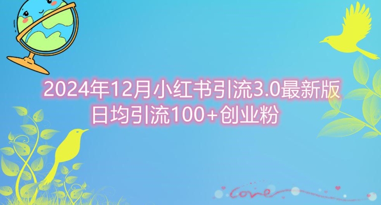 2024年12月小红书引流最新版，日均引流100+创业粉-观智斋电商课程站