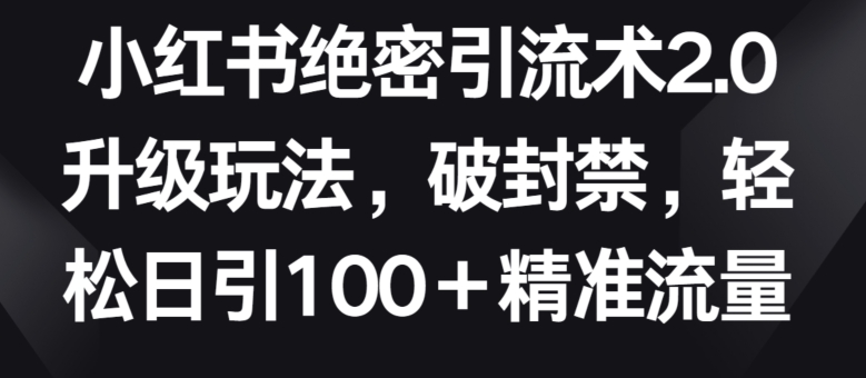 小红书绝密引流术2.0升级玩法，破封禁，轻松日引100+精准流量【揭秘】-观智斋电商课程站