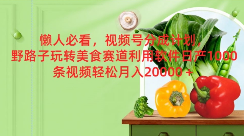懒人必看，视频号分成计划，野路子玩转美食赛道利用软件，日产100条视频-观智斋电商课程站