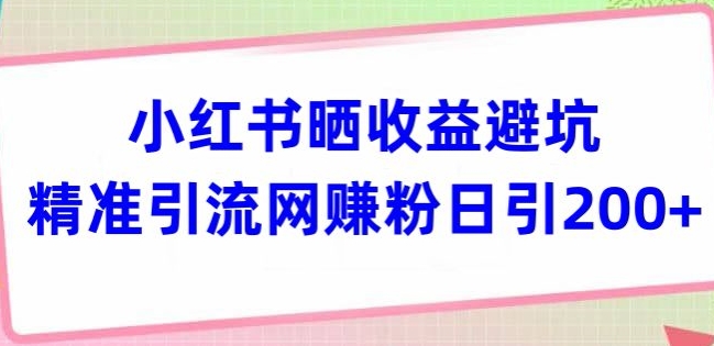 小红书晒收益避坑精准引流网创粉日引200+-观智斋电商课程站