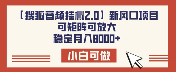【搜狐音频挂JI2.0】新风口项目，可矩阵可放大，稳定月入8k-观智斋电商课程站