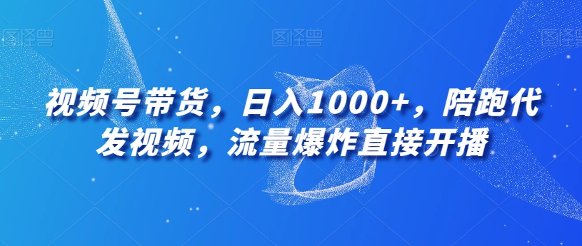 视频号带货，日入1000+，陪跑代发视频，流量爆炸直接开播-观智斋电商课程站