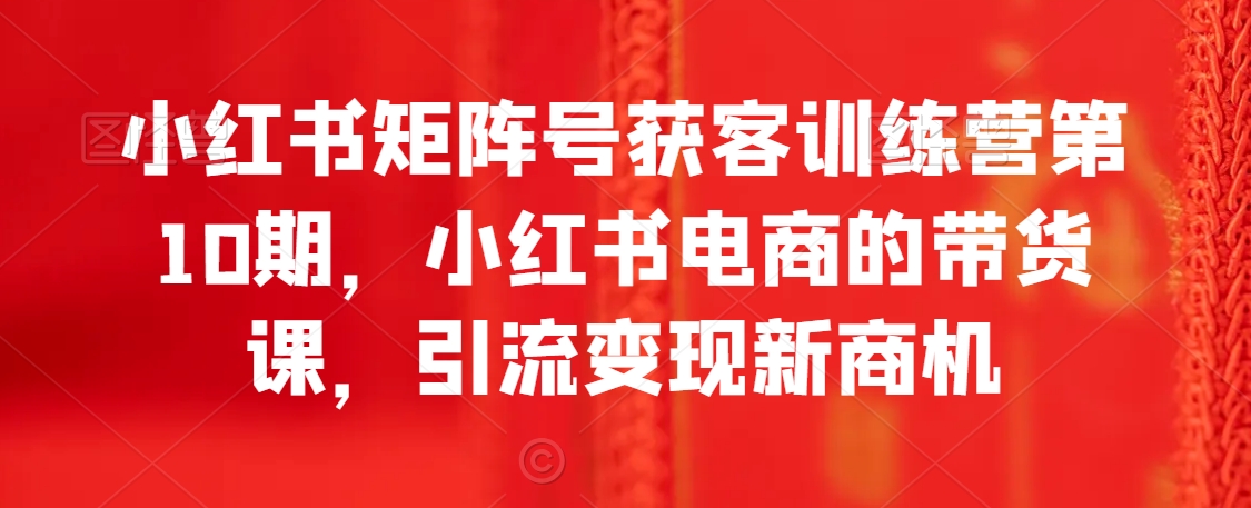 小红书矩阵号获客训练营第10期，小红书电商的带货课，引流变现新商机-观智斋电商课程站