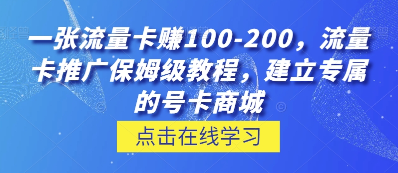 一张流量卡赚100-200，流量卡推广保姆级教程，建立专属的号卡商城-观智斋电商课程站