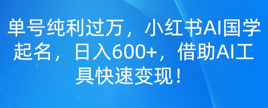 单号纯利过万，小红书AI国学起名，日入600+，借助AI工具快速变现-观智斋电商课程站