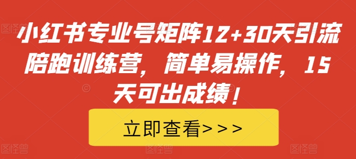 小红书专业号矩阵12+30天引流陪跑训练营，简单易操作，15天可出成绩!-观智斋电商课程站