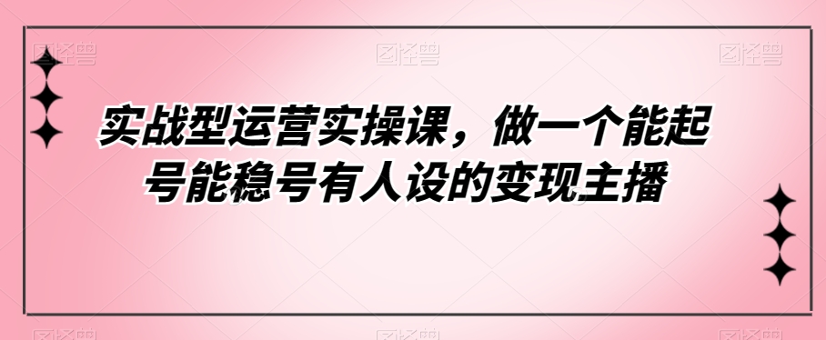 实战型运营实操课，做一个能起号能稳号有人设的变现主播-观智斋电商课程站