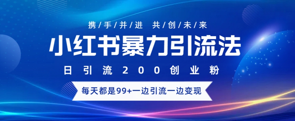 小红书暴力引流法，日引200精准创业粉，每天都是99+，边引流一边变现-观智斋电商课程站