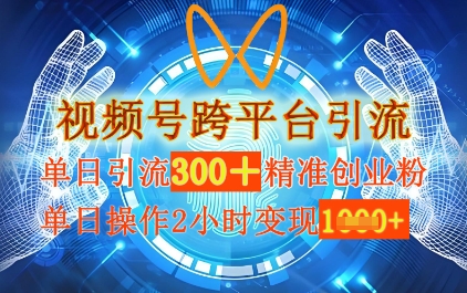 视频号跨平台引流，单日操作2小时，单日引流300+精准创业粉，单日变现数张-观智斋电商课程站