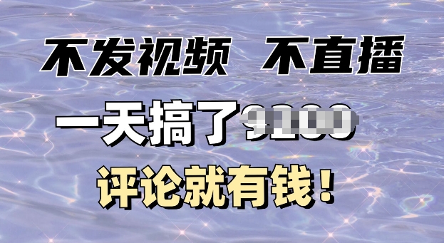 不发作品不直播，评论就有钱，一条最高10块，一天搞多张-观智斋电商课程站