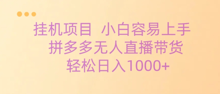 挂JI项目拼多多无人直播带货，轻松日入1000+-观智斋电商课程站
