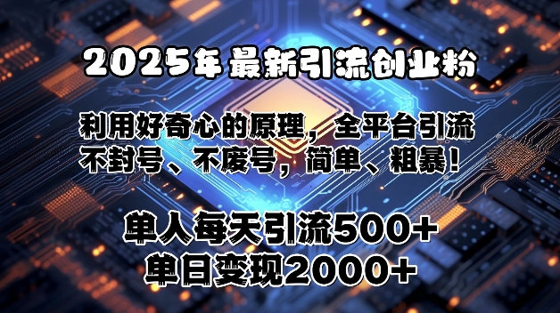 2025年最新引流创业粉，利用好奇心的原理，全平台引流，不封号、不废号，简单、粗暴-观智斋电商课程站