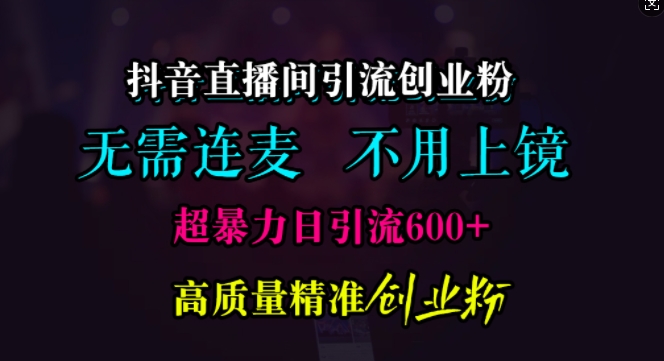 抖音直播间引流创业粉，无需连麦、无需上镜，超暴力日引流600+高质量精准创业粉【揭秘】-观智斋电商课程站