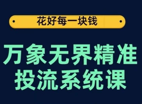 万象无界精准投流系统课，从关键词到推荐，从万象台到达摩盘，从底层原理到实操步骤-观智斋电商课程站