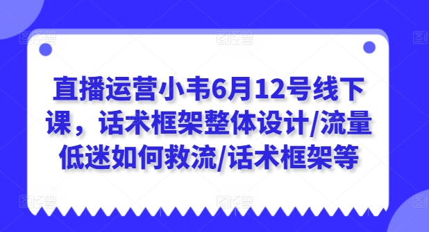 直播运营小韦6月12号线下课，话术框架整体设计/流量低迷如何救流/话术框架等-观智斋电商课程站