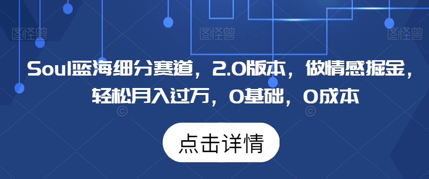 Soul蓝海细分赛道，2.0版本，做情感掘金，轻松月入过万，0基础，0成本-观智斋电商课程站