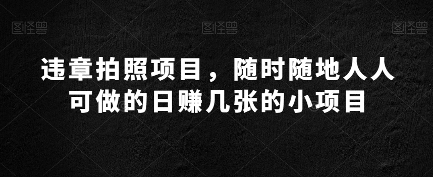 违章拍照项目，随时随地人人可做的日赚几张的小项目-观智斋电商课程站