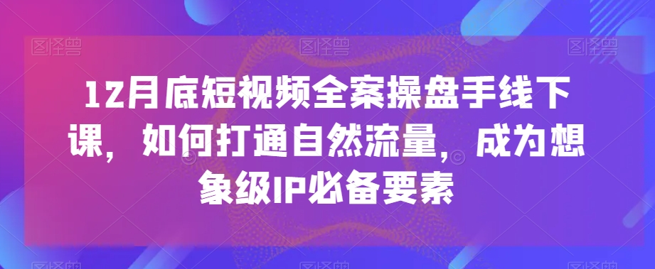 12月底短视频全案操盘手线下课，如何打通自然流量，成为想象级IP必备要素-观智斋电商课程站