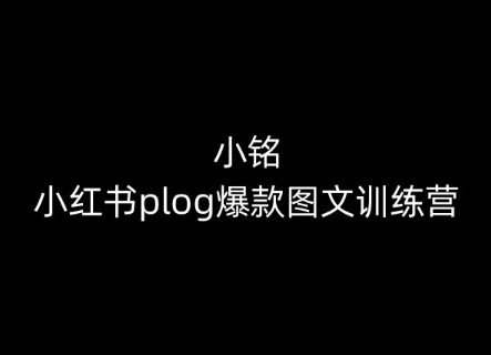 小铭-小红书plog爆款图文训练营，教你从0-1做小红书-观智斋电商课程站