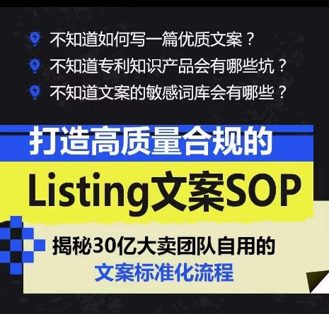 打造高质量合规的Listing文案SOP，掌握亚马逊文案工作的标准化-观智斋电商课程站