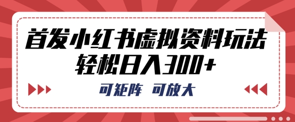 首发小红书虚拟资料玩法，可矩阵，可放大，轻松日入3张-观智斋电商课程站