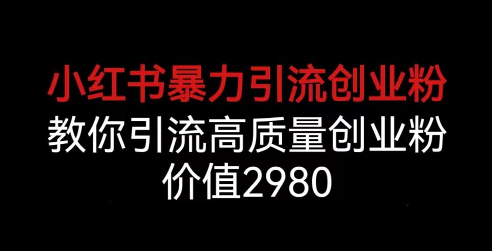 小红书暴力引流创业粉，教你引流高质量创业粉，价值2980【揭秘】-观智斋电商课程站
