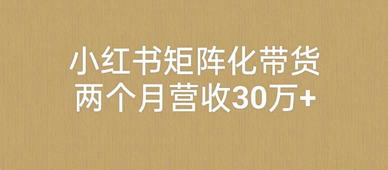 小红书矩阵化带货，两个月营收30万+-观智斋电商课程站