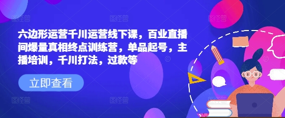 六边形运营千川运营线下课，百业直播间爆量真相终点训练营，单品起号，主播培训，千川打法，过款等-观智斋电商课程站