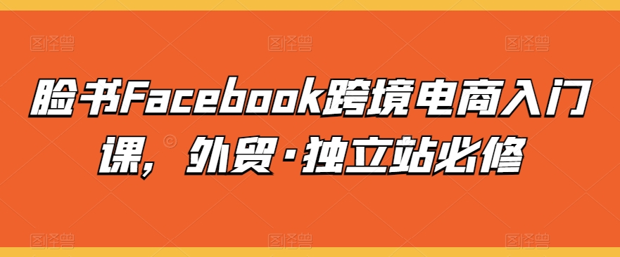 脸书Facebook跨境电商入门课，外贸·独立站必修-观智斋电商课程站