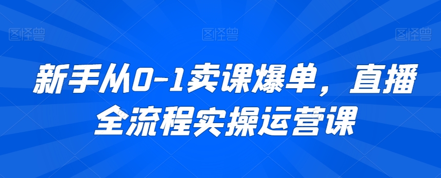 新手从0-1卖课爆单，直播全流程实操运营课-观智斋电商课程站