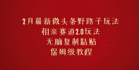 2月最新微头条野路子玩法，相亲赛道2.0玩法，无脑复制粘贴，保姆级教程-观智斋电商课程站