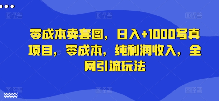 零成本卖套图，日入+1000写真项目，零成本，纯利润收入，全网引流玩法-观智斋电商课程站