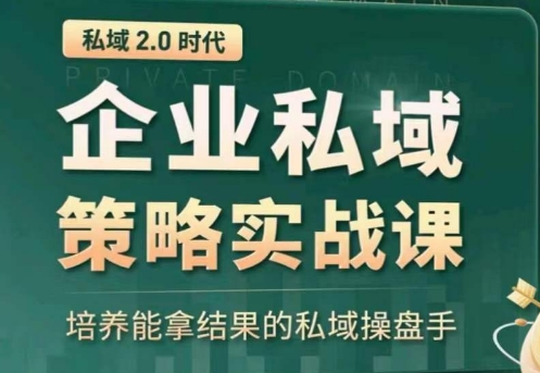 私域2.0：企业私域策略实战课，培养能拿结果的私域操盘手-观智斋电商课程站