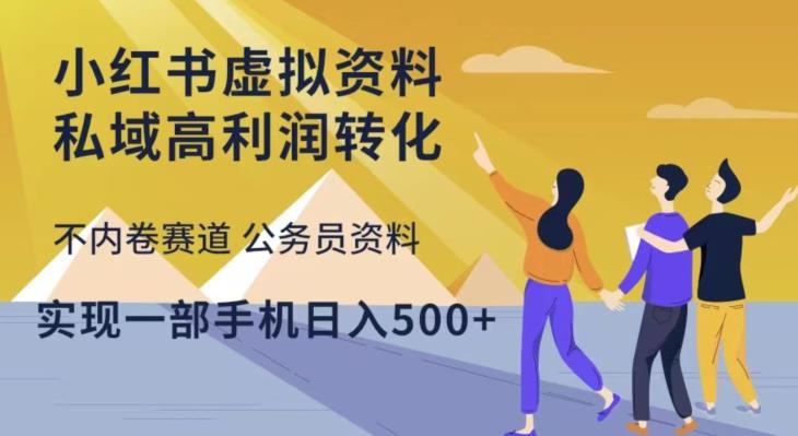 小红书虚拟资料私域高利润转化，不内卷赛道公务员资料，实现一部手机日入500+-观智斋电商课程站