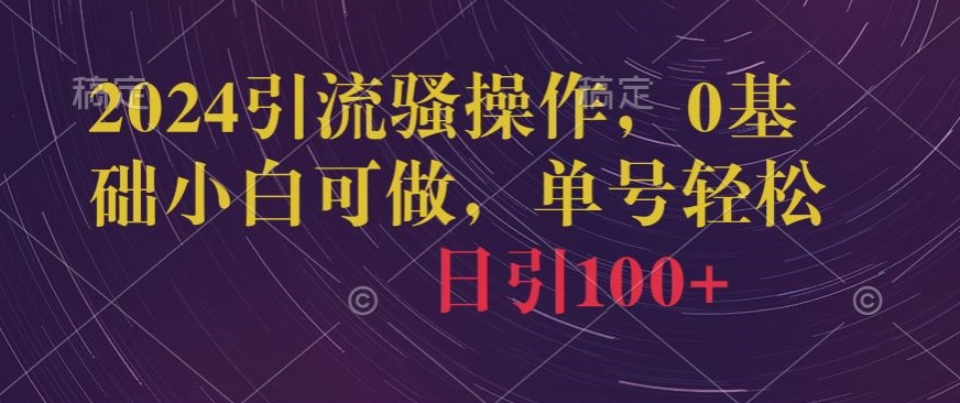 2024引流骚操作，0基础小白可做，单号轻松日引100+-观智斋电商课程站