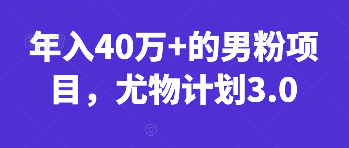 年入40万+的男粉项目，尤物计划3.0-观智斋电商课程站