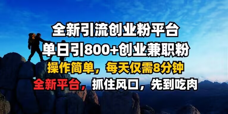 全新引流创业粉平台 单日引800+，创业兼职粉，操作简单，每天仅需8分钟【仅揭秘】-观智斋电商课程站